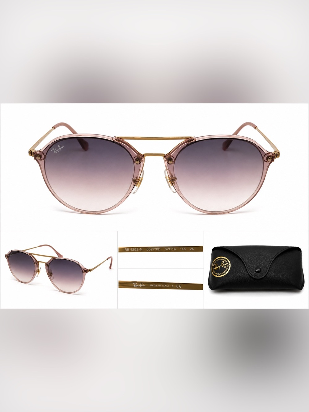 Ray-Ban RB4292N 6327/E4 Blaze Double Bridge Pink Mirror Gold Sunglasses